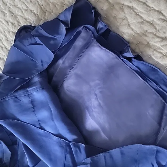 Silk Blue Ruffle Dress by VA Et Vien for BHLDN Anthropologie