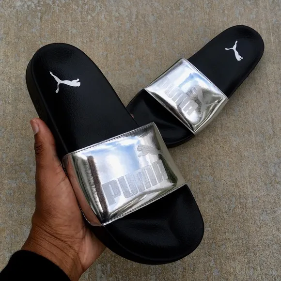 Silver Kids Puma Ledcat Jr Slides