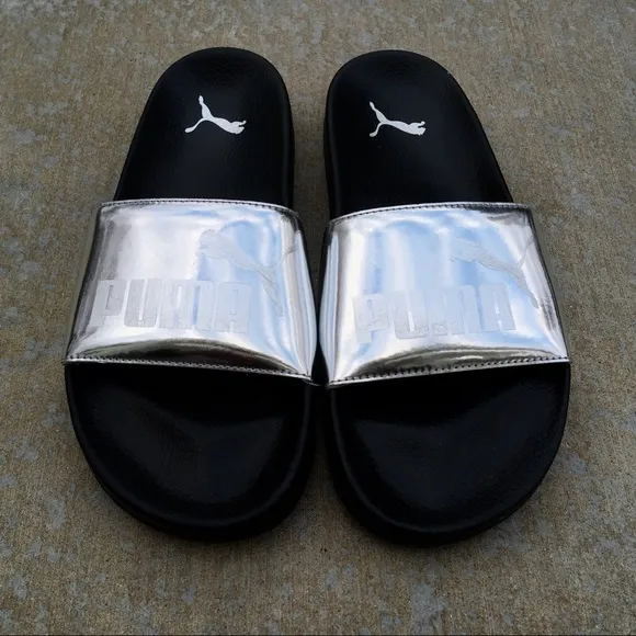 Silver Kids Puma Ledcat Jr Slides