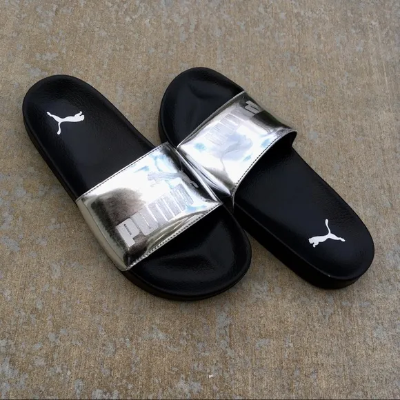 Silver Kids Puma Ledcat Jr Slides