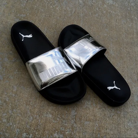 Silver Kids Puma Ledcat Jr Slides