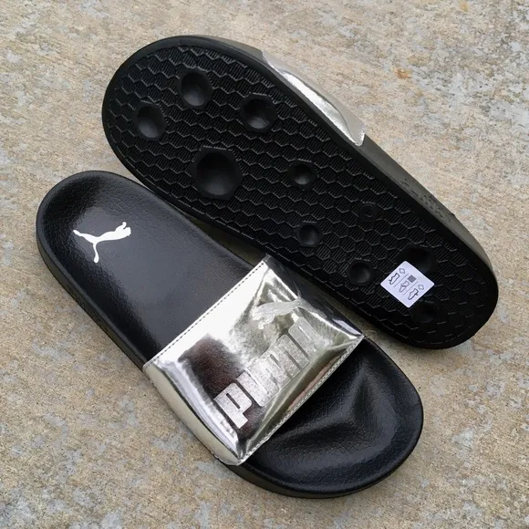 Silver Kids Puma Ledcat Jr Slides