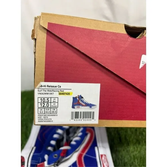 Size 10.5 - Red Blue Vans Sk8-hi Surf The Web Sneakers skate
