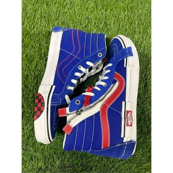 Size 10.5 - Red Blue Vans Sk8-hi Surf The Web Sneakers skate