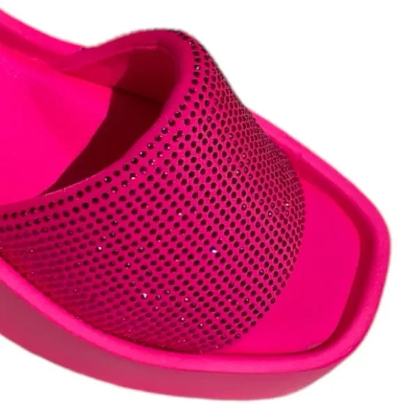 Size 6 Atalina / Italina Barbie Hot Pink Square Toe Platform Wedge Sandal