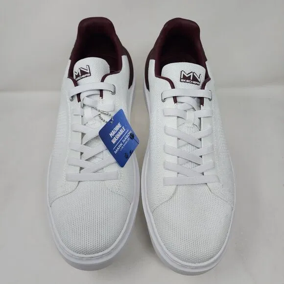 Skechers Mark Nason Shoes Mens 11 White Knit Logo Casual Sneakers Lace Up Gym