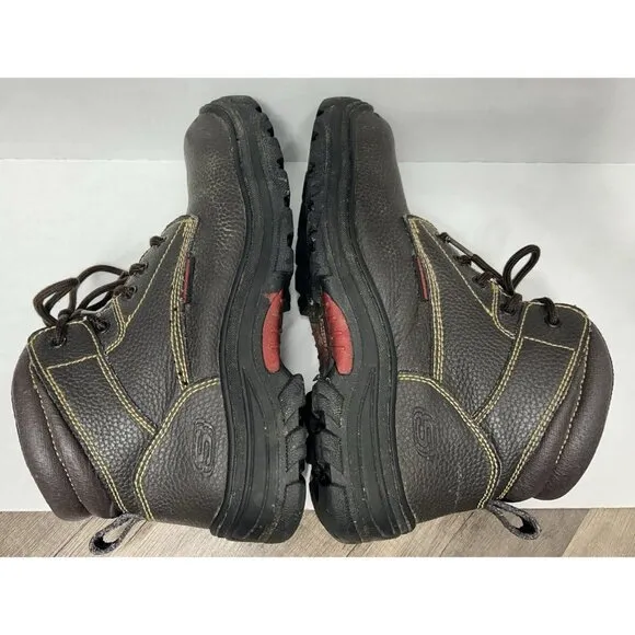 Skechers Men's 10 Steel Toe Work boots Burgin-Tarlac Brown Leather Industrial