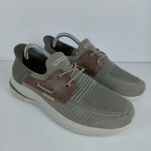 Skechers Slip In Shoes Mens 7.5 Taupe Delson 3.0 Roth Casual Stretch Lace 210606