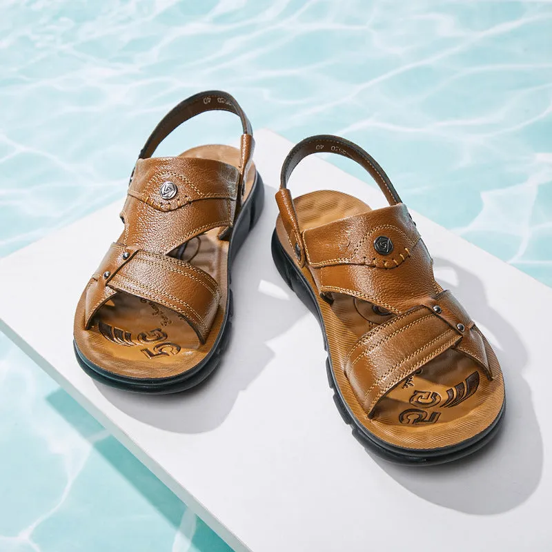 Slippers Dual-purpose Beach Sandals Men's Leather Outdoor