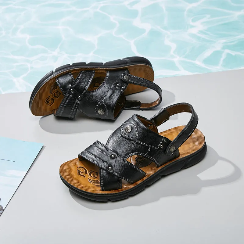 Slippers Dual-purpose Beach Sandals Men's Leather Outdoor