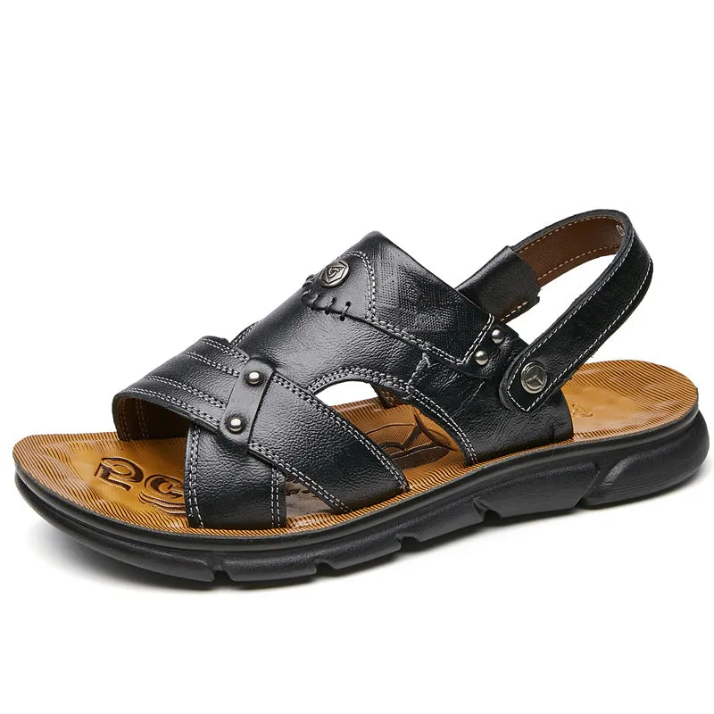 Slippers Dual-purpose Beach Sandals Men's Leather Outdoor