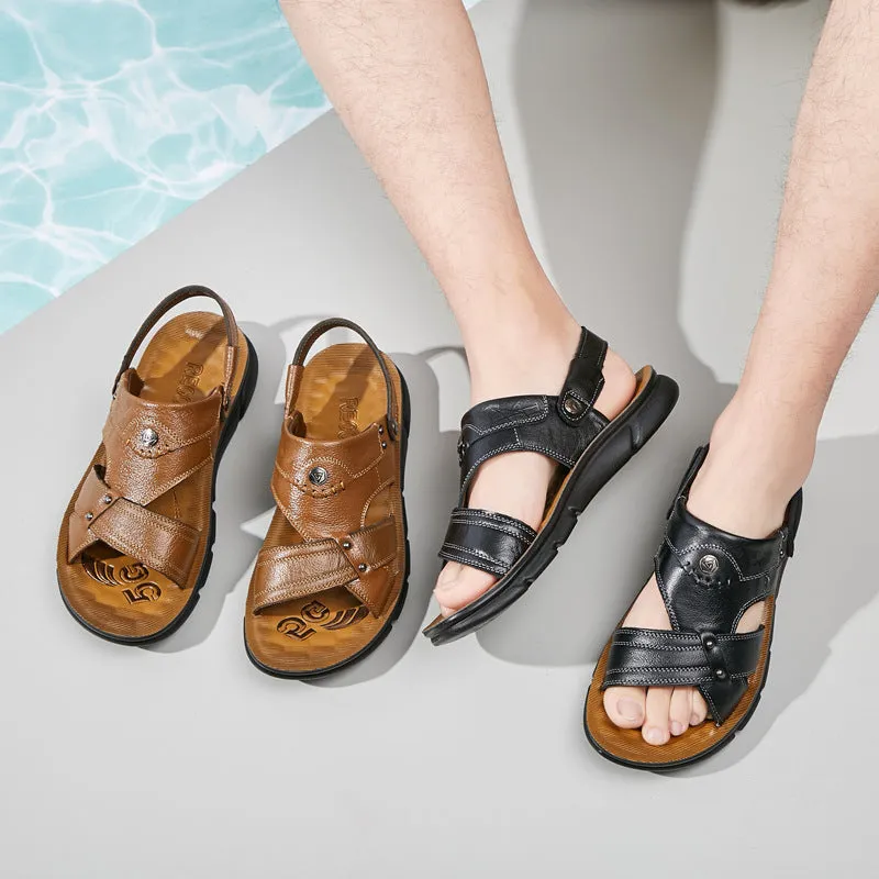 Slippers Dual-purpose Beach Sandals Men's Leather Outdoor