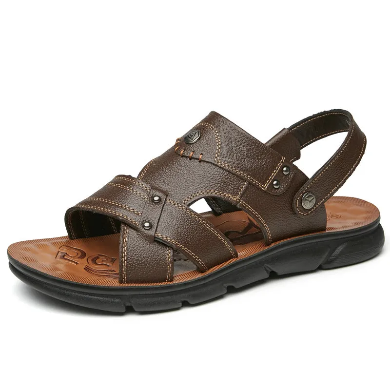 Slippers Dual-purpose Beach Sandals Men's Leather Outdoor