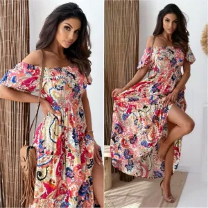 Smocked Paisley Harmony Maxi Dress - Scarlet