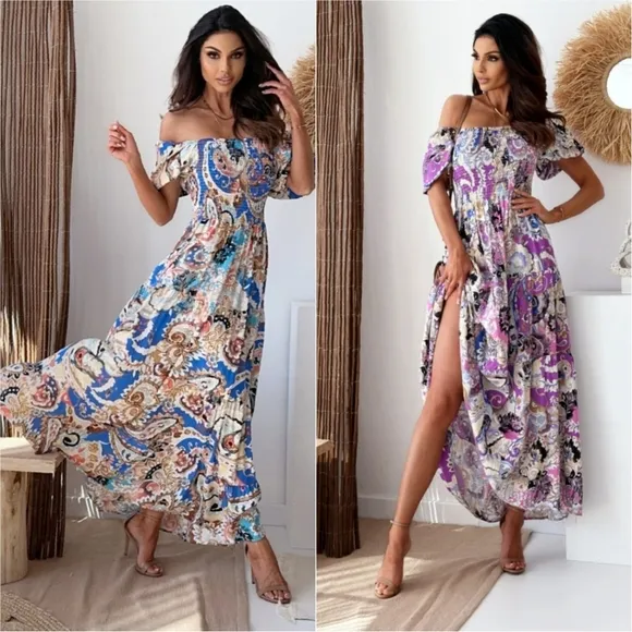 Smocked Paisley Harmony Maxi Dress - Scarlet