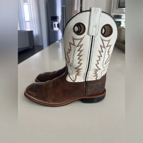 Smoky Mountain Boots Kid's Jesse Brown Waxed/White Cowboy 3664 youth size 2.5