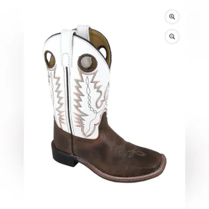 Smoky Mountain Boots Kid's Jesse Brown Waxed/White Cowboy 3664 youth size 2.5