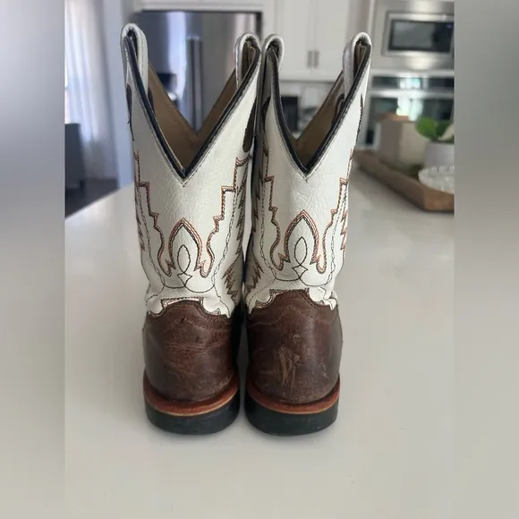 Smoky Mountain Boots Kid's Jesse Brown Waxed/White Cowboy 3664 youth size 2.5