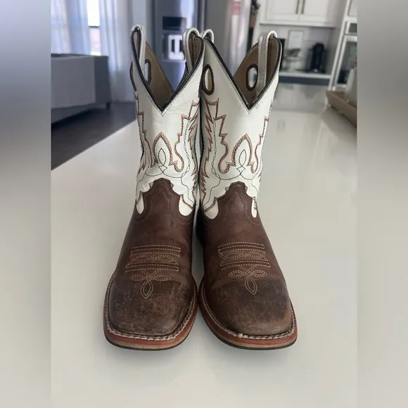 Smoky Mountain Boots Kid's Jesse Brown Waxed/White Cowboy 3664 youth size 2.5