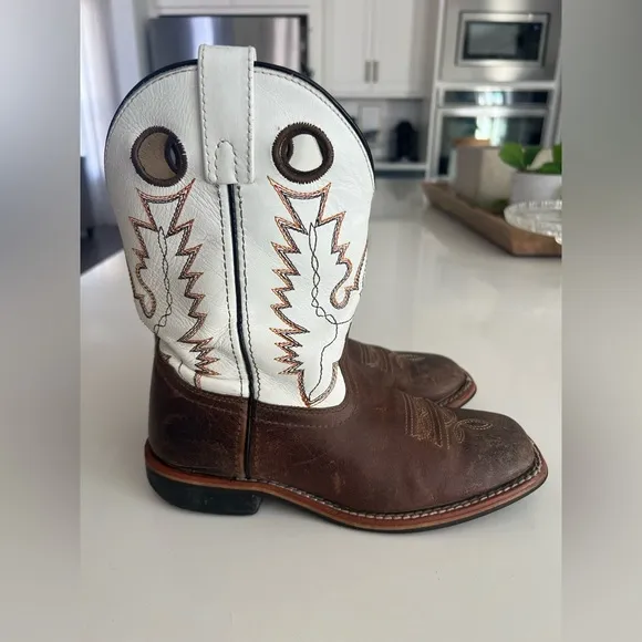 Smoky Mountain Boots Kid's Jesse Brown Waxed/White Cowboy 3664 youth size 2.5