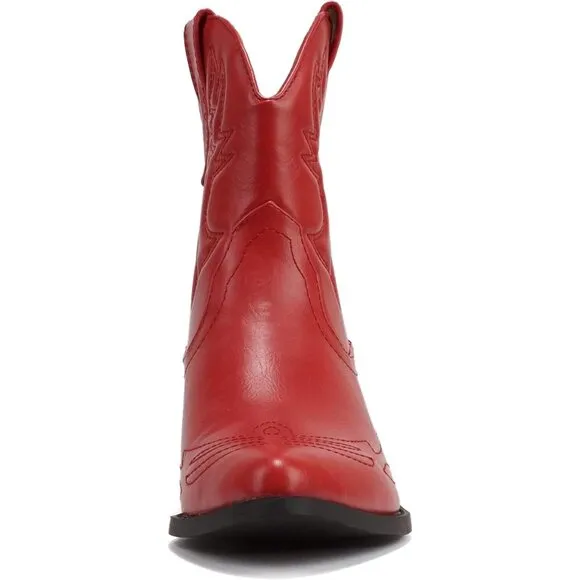 Soda RIGGING Ankle Mid Shaft Boots Women Red Synthetic Rubber Western Stitched