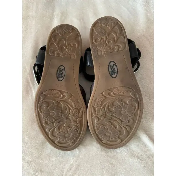 Sofft Bayo Women's Slingback Sandals Black/Pewter Size 6M Comfortable Footbed