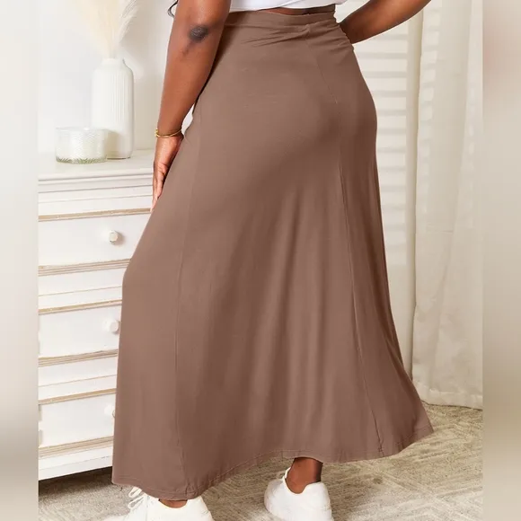 Soft Drawstring Waist Maxi Skirt