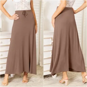 Soft Drawstring Waist Maxi Skirt