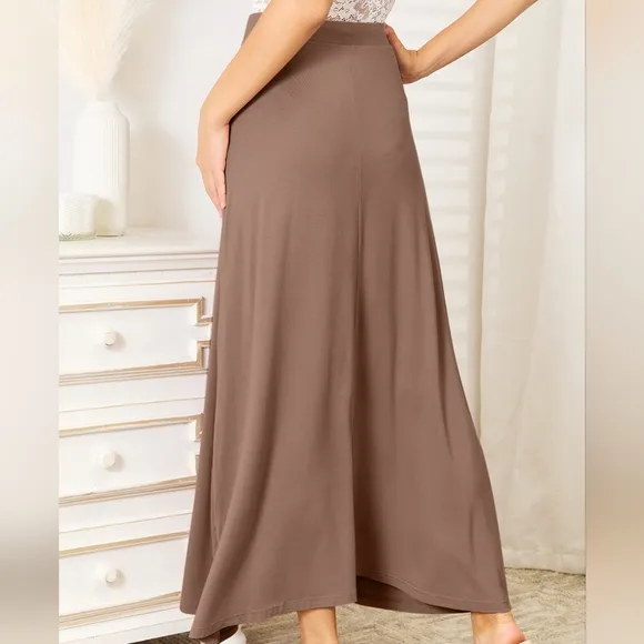 Soft Drawstring Waist Maxi Skirt