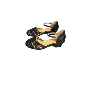 Softspots Tatianna Black Strappy Wedge Sandals 8.5W
