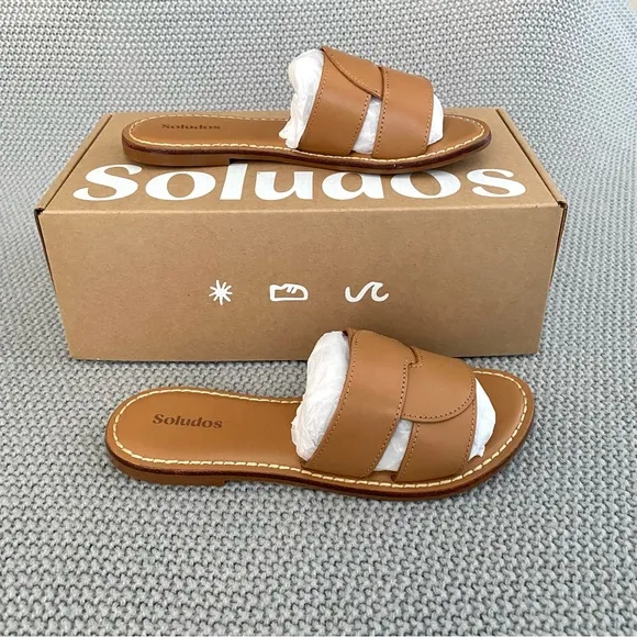 Soludos Shea Interlocking Sandals Camel Size 6 NIB