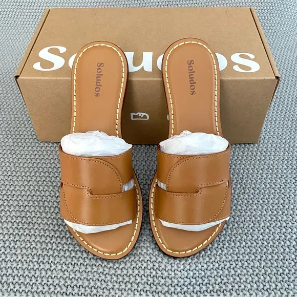 Soludos Shea Interlocking Sandals Camel Size 6 NIB