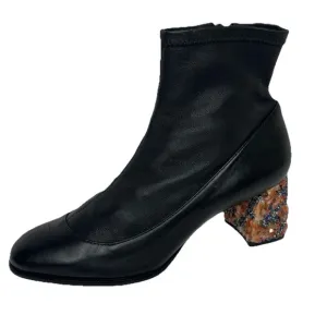 Sophia Webster Stella Black Leather Embellished Ankle Boots Womens Size 39.5/8