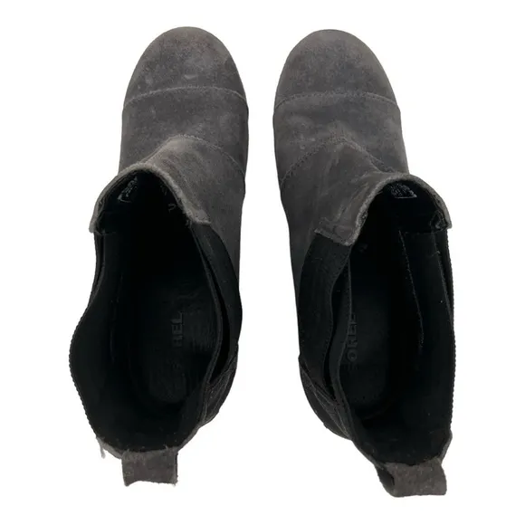 Sorel Addington Gray Suede Chelsea Block Heel Lug Sole Outdoor Ankle Boots 6.5