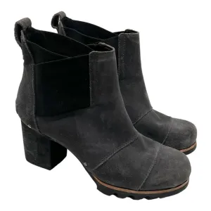 Sorel Addington Gray Suede Chelsea Block Heel Lug Sole Outdoor Ankle Boots 6.5