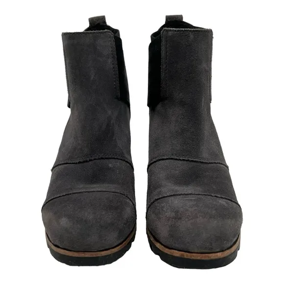 Sorel Addington Gray Suede Chelsea Block Heel Lug Sole Outdoor Ankle Boots 6.5