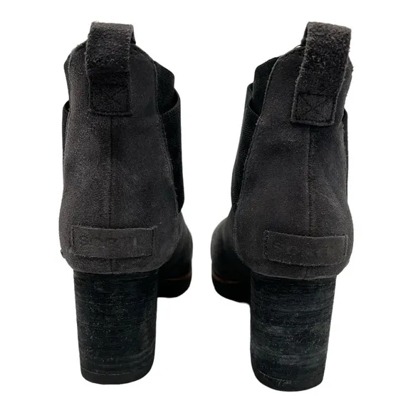 Sorel Addington Gray Suede Chelsea Block Heel Lug Sole Outdoor Ankle Boots 6.5