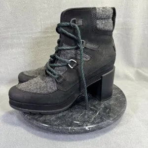 Sorel Blake Lace-Up Leather &amp; Felt Platform Ankle Boots Women's Size 10.5 US