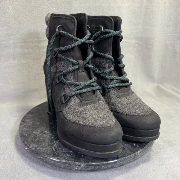 Sorel Blake Lace-Up Leather &amp; Felt Platform Ankle Boots Women's Size 10.5 US