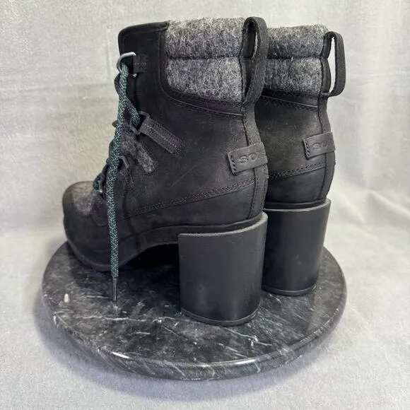 Sorel Blake Lace-Up Leather &amp; Felt Platform Ankle Boots Women's Size 10.5 US