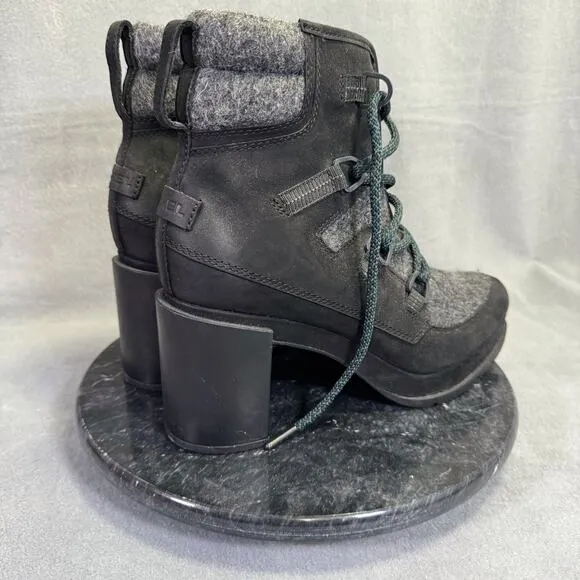 Sorel Blake Lace-Up Leather &amp; Felt Platform Ankle Boots Women's Size 10.5 US
