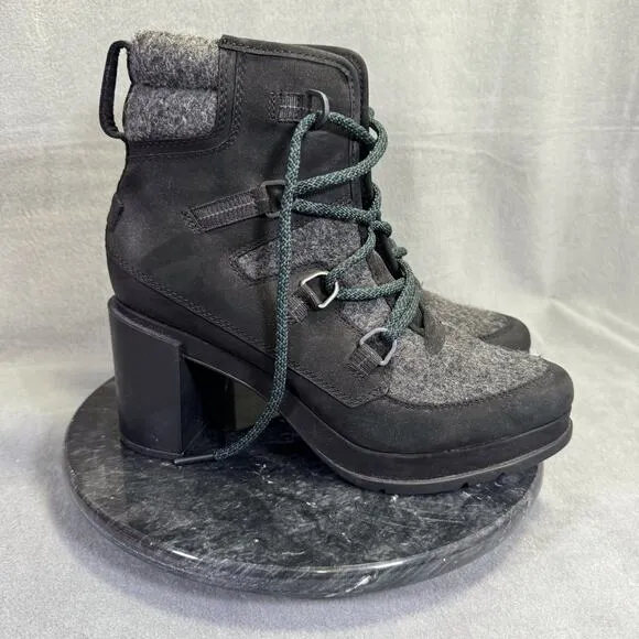 Sorel Blake Lace-Up Leather &amp; Felt Platform Ankle Boots Women's Size 10.5 US