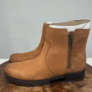 Sorel Boots Wm 9 Emelie II Zip Waterproof Taffy Leather Brown