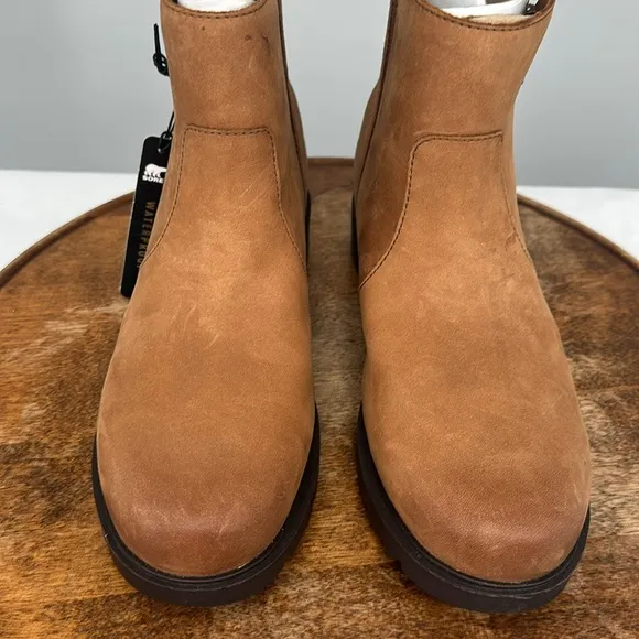 Sorel Boots Wm 9 Emelie II Zip Waterproof Taffy Leather Brown