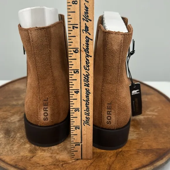 Sorel Boots Wm 9 Emelie II Zip Waterproof Taffy Leather Brown