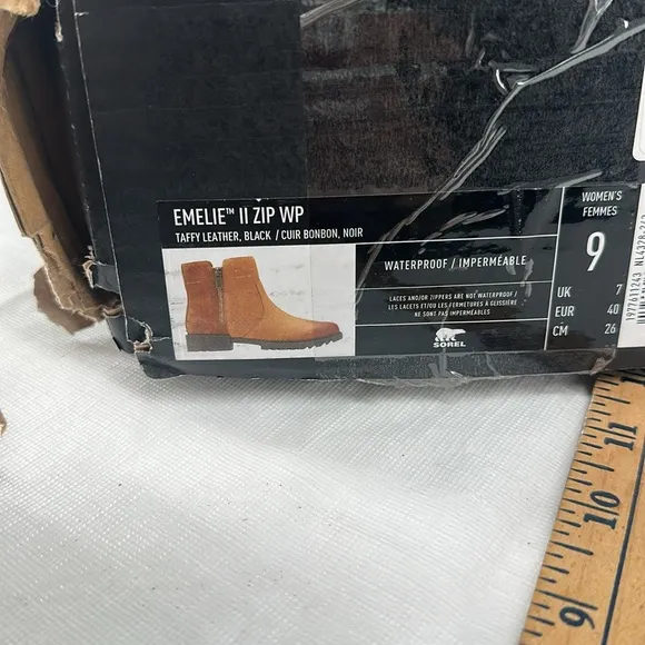 Sorel Boots Wm 9 Emelie II Zip Waterproof Taffy Leather Brown