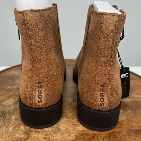 Sorel Boots Wm 9 Emelie II Zip Waterproof Taffy Leather Brown