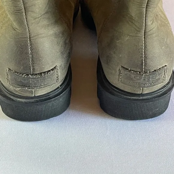 Sorel Boots Womens 10 Phoenix Combat Green Leather Waterproof Short‎ Lace Moto