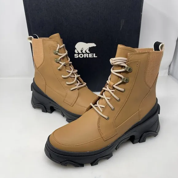 Sorel Brex Lace-Up Boots in Tawny Buff and Black Size‎ 9 M Retail $200 NEW