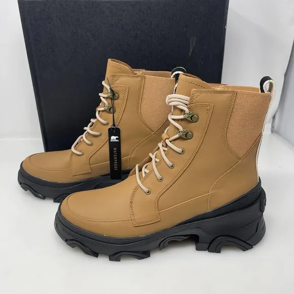 Sorel Brex Lace-Up Boots in Tawny Buff and Black Size‎ 9 M Retail $200 NEW